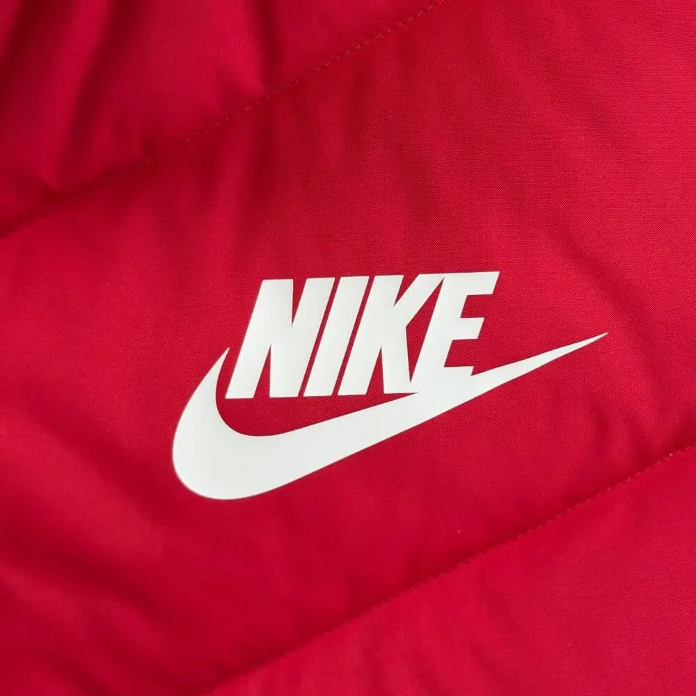NIKE Vest Mens XL NSW Windrunner Duck Down Fill Puffer Insulated Full Zip Red